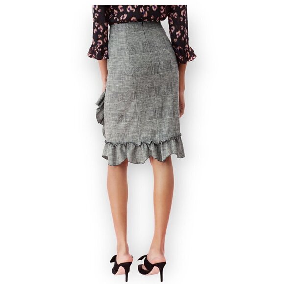 NWT Rebecca Tayler Black and Whie Glen Plaid Ruffle Skirt, size 0 - Picture 2 of 16